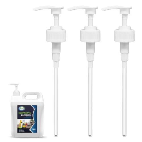 3 Pcs 5L Bottle Pump Dispenser for Isopropyl Alcohol Pump for 5ltr Container Cleaning With Tube 4ml Dose Ideal for Shampoo Alcohol Oils Perfumes Fragrances for Isopropyl 5l Pump Dispenser