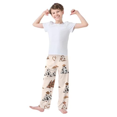 Cowboy Tree Boys Pants Boys Athletic Pants Long Pant for Boywith Pockets Wide-Leg Size 6-14Y3