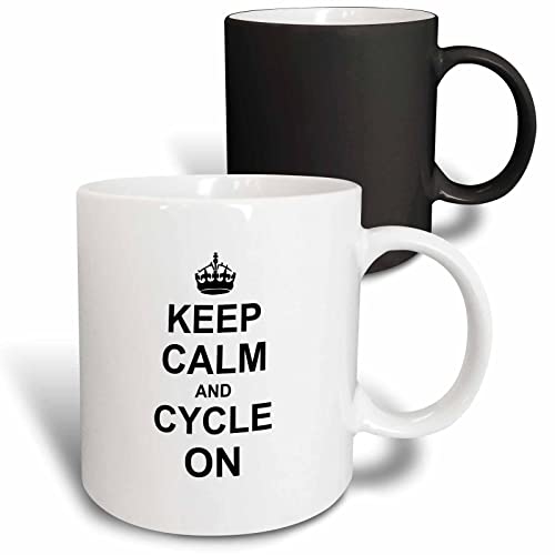 3dRose Keep Calm and Cycle on - cycling humor 11oz Magic Transforming Mug