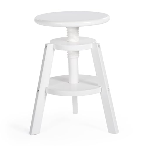 Image of Guidecraft Adjustable Drafting Wooden Stool-White: Drafting Chair for Kids, 16 inch-18 inch Inch Toddler Stool for Kids' Art Studio Furniture | Adjustable Height Chair for Drawing, Painting, and Crafting