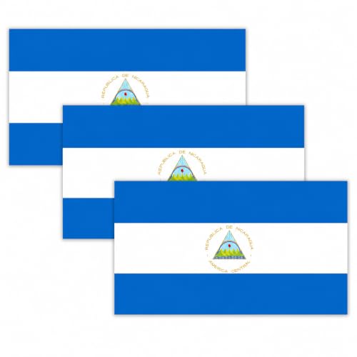 Image of Nicaragua Vinyl Flag Stickers, Car Decals, Waterproof Indoor Outdoor, Laptop Stickers, Car Bumper, Nicaraguan Flag, 5 x 3 Inches, Set of 3