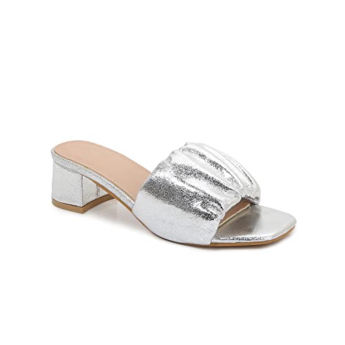 Women's Square Toe Summer High Heel Slippers Slip On Chunky High Heel Sandals