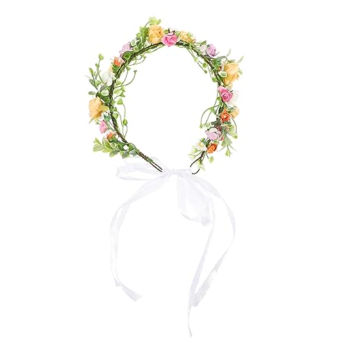 OATIPHO 女の子のための花冠 bride パーティー ゲスト 独身 花嫁のための 仮装のウェディングドレス ローブ 花の花輪のヘッドバンド 結婚式用品 プラスチック Colorful