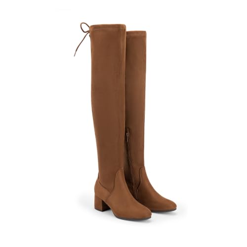 DREAM PAIRS Women's Over The Knee Thigh High Boots,Brown/Suede,8.5 - image 9