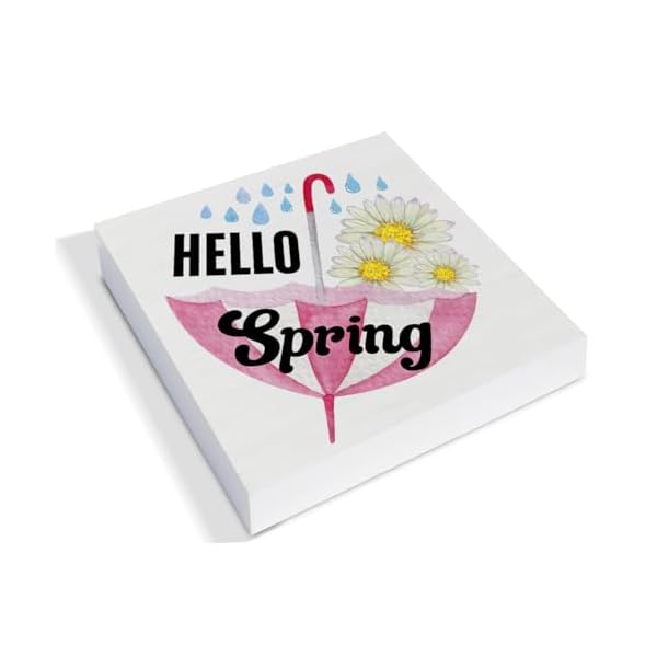 Spring decor spring decorations country hello spring daisy wood sign spring home decor indoor for desk shelf table 5 x 5 inches  urban country home decor