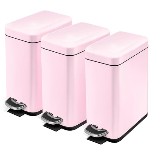 Home Zone Living 3-Pack 1.3 Gallon Small Pink Bathroom Trash
