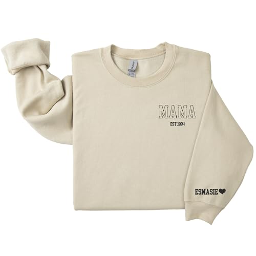Custom Embroidered Est Sweatshirt for Mom, Gifts for Mom's, Best Personalized Gifts for Mommy, Customized Gifts for Moms