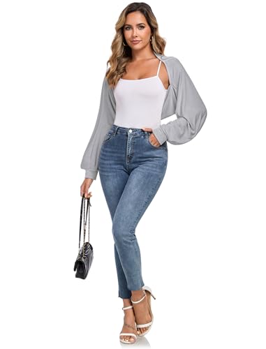 Image of ZAFUL Women's Sheer Shrug Y2K Long Sleeve Cardigans 2026 Irregular Tie Front Bolera
