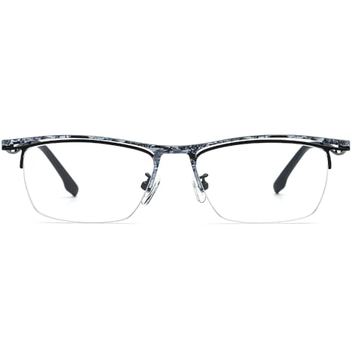 Image of FONEX Colorful Pure Titanium Glasses Frame Men Semi Rimless Square Eyeglasses Eyewear