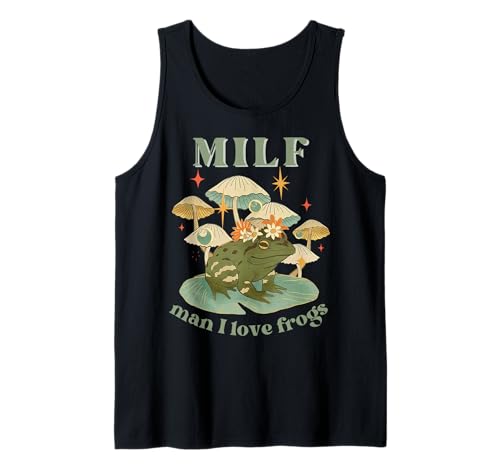 MILF Uomo Amo Rane Vintage Retrò Rana E Funghi Funghi Canotta