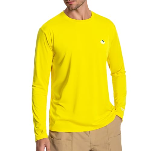 Men’s UPF 50+ Lightweight Long Sleeve Casual T-Shirt Quick Dry UV Sun Protection for Outdoor Beach Hiking Fishing Exercise