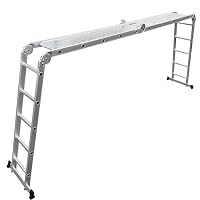 𝐂𝐑𝐀𝐅𝐓𝐅𝐔𝐋𝐋 Aluminium Mehrzweckleiter CF-104A | 𝟑 𝐉𝐀𝐇𝐑𝐄 𝐆𝐀𝐑𝐀𝐍𝐓𝐈𝐄 - Arbeitsplattform 257 x 30 x 3 cm - Leiter - Gelenkleiter - Leitergerüst (Plattform 4x5 Sprossen) – Ansicht 9