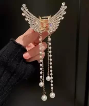 Butterfly Pearl Tassel Hairpin Light Luxury Temperament Grip Clip Back Head Curly Hair Shark Clip Hairpin Female (B0C7CT36Y3) Amazon Price History, Amazon Price Tracker