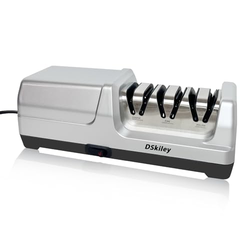 3-Stage Diamond Electric Knife Sharpener, 20° Precision Angle (Silver)