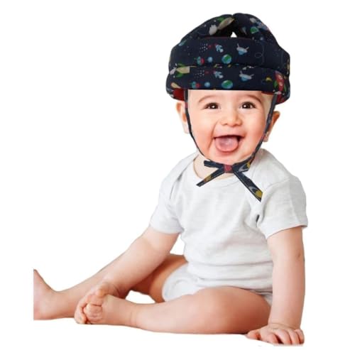 Image of Baby Helmet No Bump Safety Head Cushion Bumper Bonnet Adjustable Protective Cap Child Safety Headguard for Running Walking Crawling Safety Helmet (Blue Rocket)