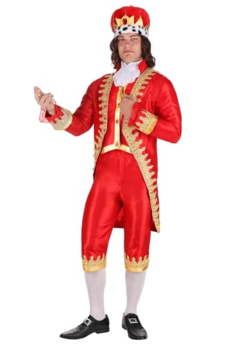 Royal King George Costume For Men | Jacket With Sewn In Vest Pants Cravat & Hat | Historical Hamilton Outfit Small
