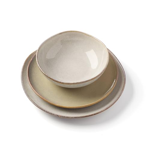 Image of Oneida Organic Shades Oatmeal Stoneware 18-Piece Dinnerware Set for 6