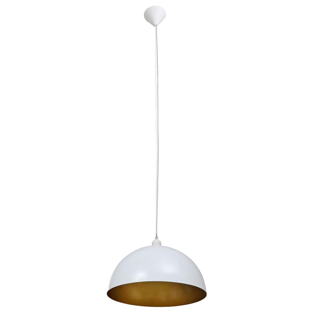 Lampada da soffitto semisferica bianca in metallo con altezza regolabile, 2
