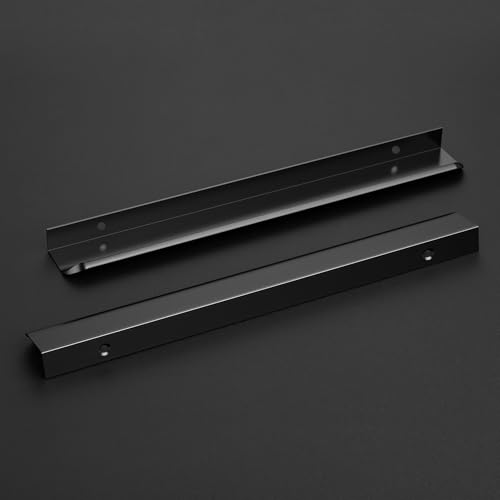 Image of Matte Black Cabinet Handles Finger Edge Pulls 11.8 Inch CC 10 Pack | Low-Profile Finger Grip, Cabinet Door Edge Mount, Smooth Handle Shape, 5.9 Inch (150mm), For Drawers, Cupboards, Kitchen