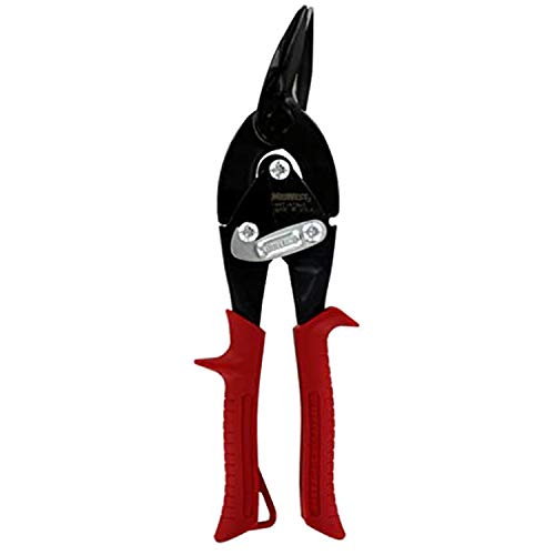 Midwest Blackout Series Aviation Snip - Left Cut Regular Tin Cutting Shears with Forged Blade & KUSH'N-Power Comfort Grips - MWT-6716LO