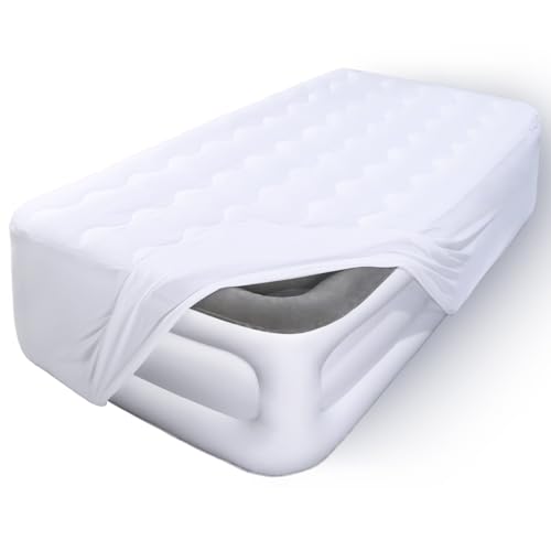Air Pressure Pad for Mattress: Ultimate Comfort and Pressure Relief 6 Cotabaty Twin Mattress Pad Air Mattress Cover, Soft Quilted Mattress Topper with Deep Pocket Fits 13 to 20 Inch Mattress - Breathable Fitted Mattress Protector for Air Bed (75x39'', White)