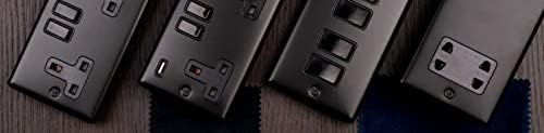Eurolite 2 GANG 13AMP DP SWITCHED SOCKET MATT BLACK ENHANCE RANGE BLACK TRIM