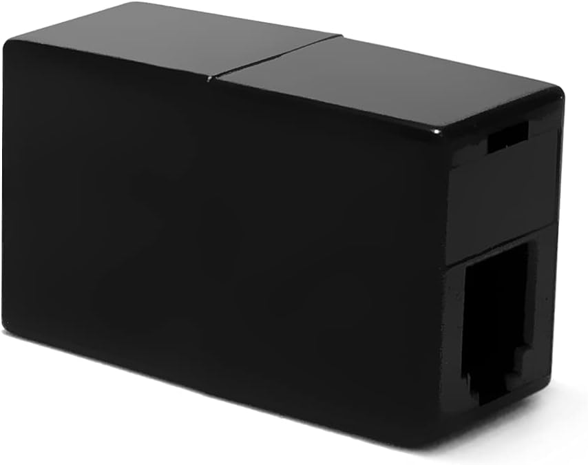 AmzDeals Black RJ9 Coupler for Telephone Headsets, Adapter 4P4C Female to Female Jacks with Gold Plated Contacts