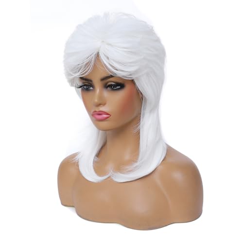 Image of Adequate Mullet Wigs for Women,Joe Dirt,Emo Wig,80s 90s Costumes Fancy Party Accessory Cosplay Wig. Halloween Man (White)