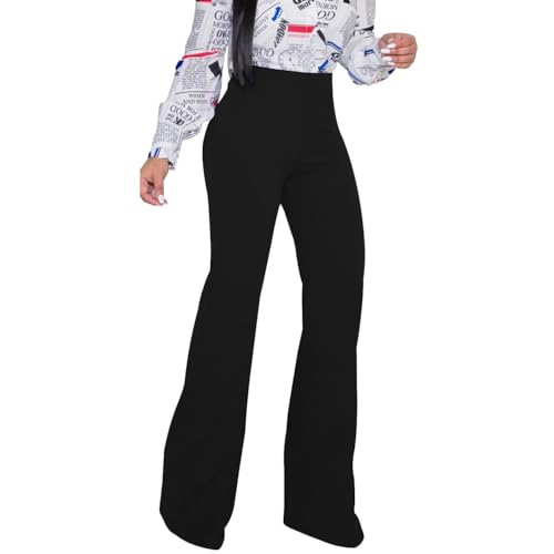 PINSV Women's High Waisted Stretchy Bootcut Pull On Dress Pants Casual Work Pants2