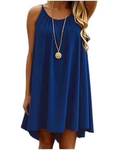 Image of Women's Chiffon Summer Casual Sundress Spaghetti Strap Tank Beach Dresses Bathing Suit Coverup