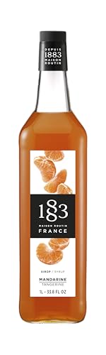 1883 Maison Routin Premium Tangerine Syrup Made with Pure Cane Sugar for Cocktails Mocktails & Sodas - Zesty Citrus Flavour No Preservatives - 1L Glass Bottle