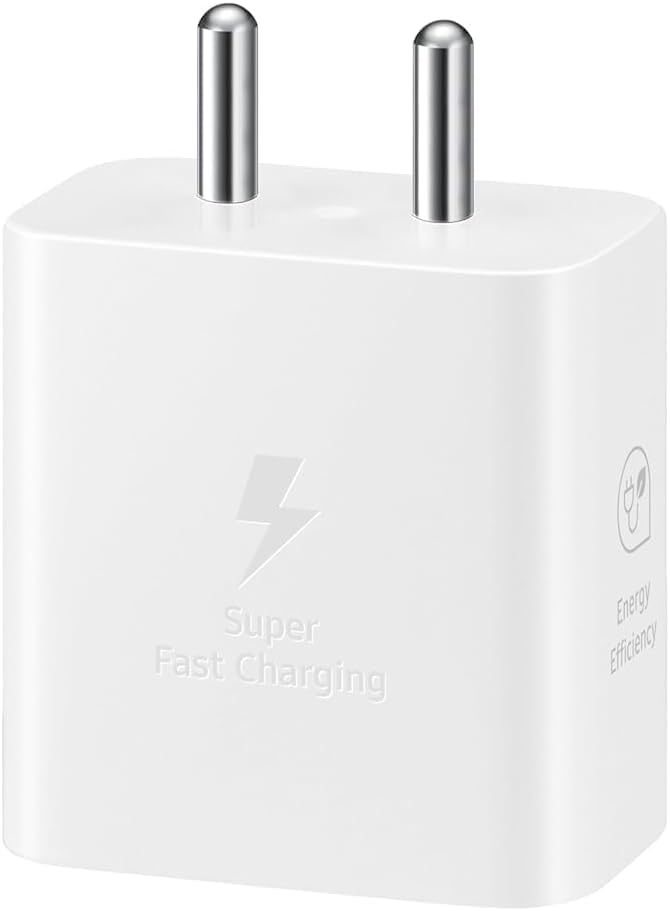 Image of 25W Original Charging Adapter Compatible with Samsung Devices S25 /S25 Plus /M36 /F36 /M35 /A35 /F35 / A14 /A15 /M15 /M05 /F15 /S21 /S23 fe /M14 /Z Fold 7 & Other, White (Only Adapter)