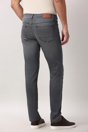 Image of Peter England Men's Slim Tapered Jeans | Heavy Wash Denim | Casual Wear | Modern Fit