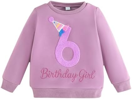 Pull Enfant Sweatshirt pour Bébé Fille d'anniversaire Tenues Longues T-Shirt - Lettre brodée Vêtements pour Tout-Petits - Cadeau d'anniversaire