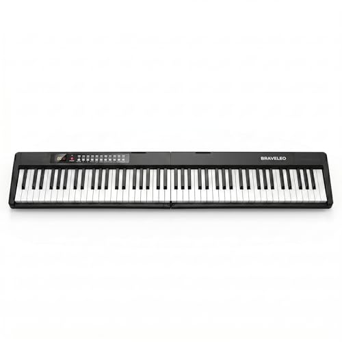 88 Key Folding Digital Piano Keyboard, Semi-Weighted Full Size Touch Sensitive Light-Up Keys, Portable Piano with Bluetooth, MIDI, 150 Demo Songs, 1000 Tones/Rhythms for Beginners and Adults