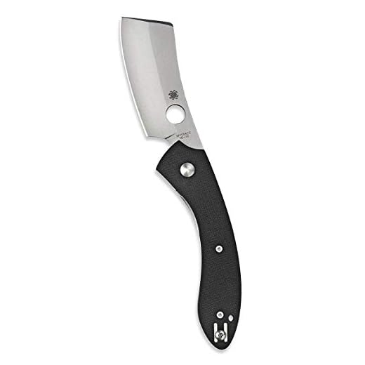Spyderco Roc Specialty Folding Utility Pocket Knife with LinerLock Mechanism - 3.10" VG-10 Stainless Steel Cleaver Style Blade and Black Textured G-10 Handle - PlainEdge - Everyday Carry - C177GP