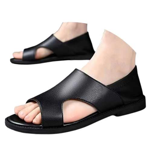 Men's Leather Cutout Water Shoes Slip On Flat Comfortable Open Toe Outdoor Casual Beach Light Weight Fisherman Sandals2