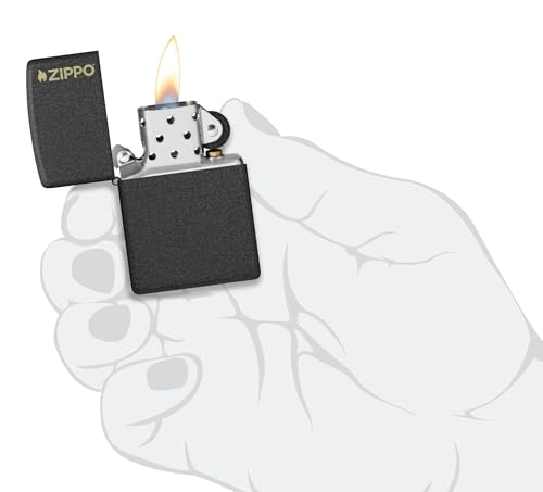 Zippo Classic Black Crackle Logo Pocket Lighter