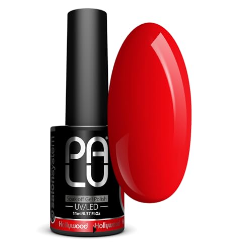 Esmalte de Uñas UV Híbrido HOLLYWOOD - Esmalte semipermanente - Superficie lisa - Esmalte semipermanente profesional - Durabilidad hasta 3 semanas - 11 g - R1 - Rojo