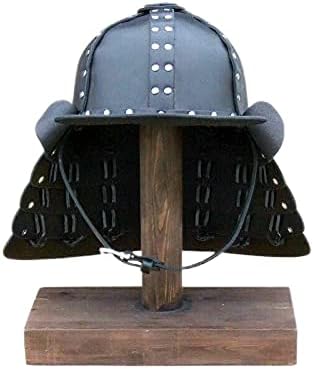 RedSkyTrader Leather Japanese Samurai Helmet Knight Reenactment Helmet Silver, One Size, Adult, Unisex