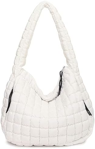 Puffer Tote, Quilted Puffer Hobo Bag, Lightweight Puffy Quilted S...