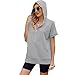 MUCIFLORAL Women's Oversized Quarter Half Zip Pullover Hoodies Tops Fashion Outfits Cloths with Pocket Shirts Grey L