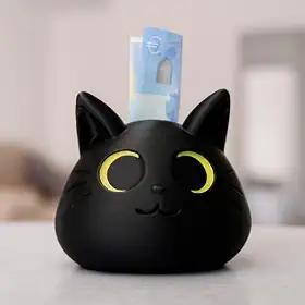 Cofre Decorativo Formato Gato para Moedas e Dinheiro, Cofrinho Kitty