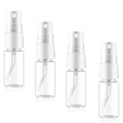4 Stück Sprühflaschen Kleine, 20ml Tragbares Plastik mini Sprühflasche, Reise-Parfümflaschen, Transparente Leer Feinen Nebel Sprühflasche, Nachfüllbares Spray, für Pflegeflüssigkeit Kosmetika Alkohol