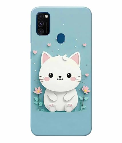 Image of Printed Hard Back Case Cover & Compatible for Samsung Galaxy M21 / Samsung Galaxy M30S | Cat Vector Painting (Multicolor) - D1192