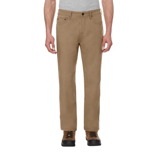 CAT Caterpillar Men's Fleece Lined Canvas Work Pants, Straight Leg, Stretch Fabric (Tan, 40x32)