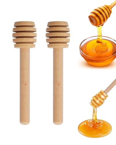 KGDUYC Agitador de madera para mezclar miel, 2 piezas de 15,2 cm, cuchara de miel