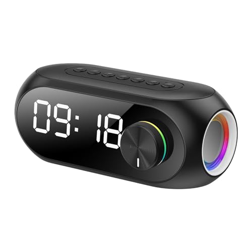 Horloge avec haut-parleur sans fil, rechargeable par USB - Radio-réveil avec haut-parleur sans fil | Horloge numérique, double alarme avec Snooze, affichage LED