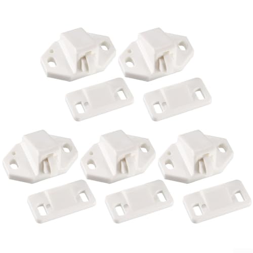 Lot de 5 loquets de porte avec corps en plastique ABS et rouleau de gâche à ressort pour divers meubles et portes de placard