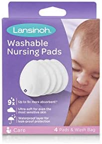 Lansinoh Washable Nursing Pads, Teardrop contoured Bamboo viscose pad, Reusable breast pads for every day and night use for Breastfeeding Mums, (Pack of 4)